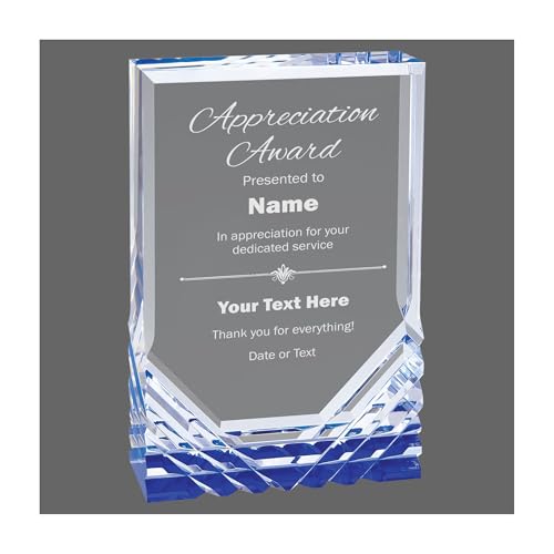 EliteAwards Personalized Appreciation Award for Employees with Custom Text Engraved Acrylic Freestanding Trophy (Jewel, Blue, 6 inch)