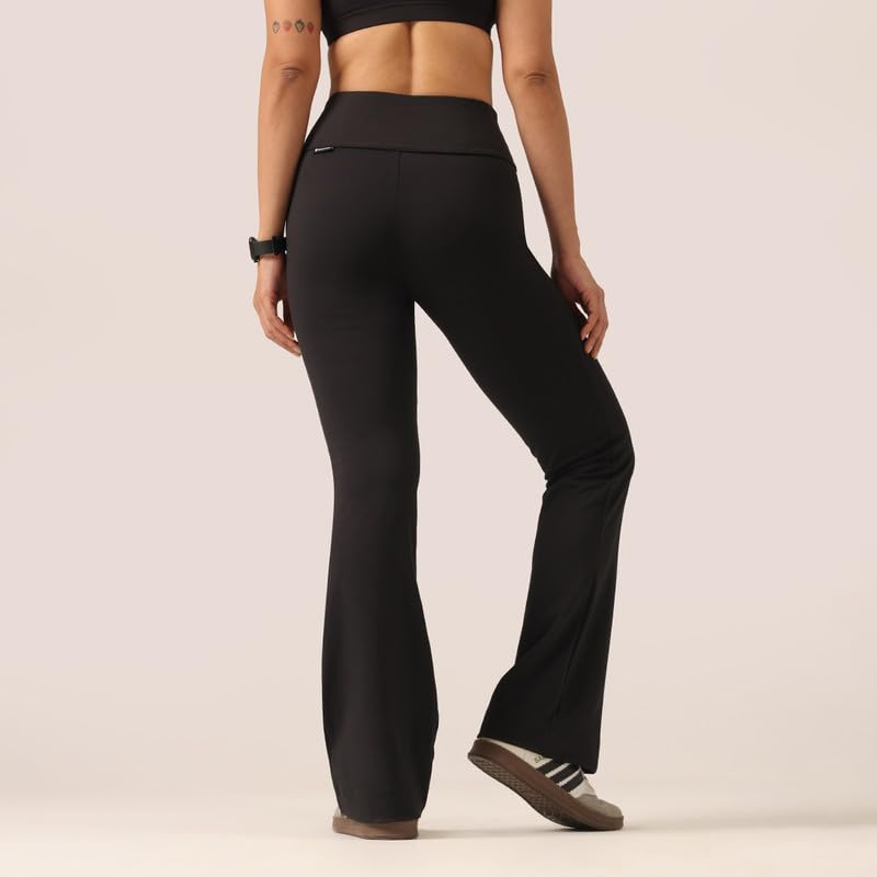 Image of BlissClub Women's Ultimate Kick Flare Pants - Lite, 4-Way Stretch, High Waist, Pintuck Detail, Flared Fit, Sweat-Wicking, All-Daywear