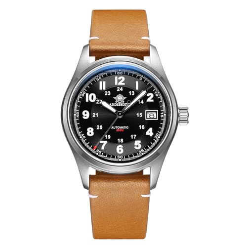 ADDIESDIVE Reloj Automático para Hombre Reloj de Reloj de Aviador 200m Cinturón AD2048 Negr