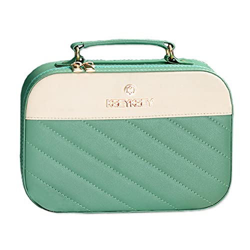 メイクボックス 鏡付き 化粧ポーチ コスメボックス メイクポーチ 化粧品収納ボックス 化粧品 バニティポーチ 化粧ポーチ ブランド コスメポーチ 化粧ポーチ 大容量 メイクポーチ 大容量 (ミント)