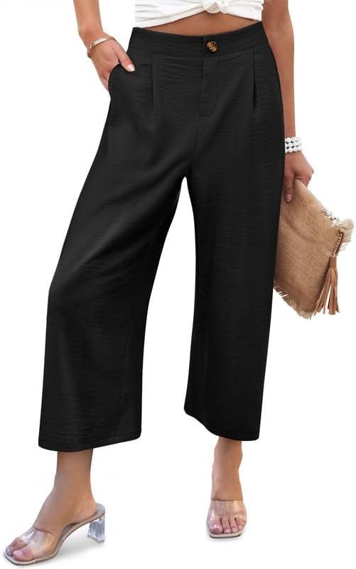 KISSMODA Women’s Wide Leg Pants High Elastic Waisted in The Back Business Work Trousers Long Casual Pants S-3XL