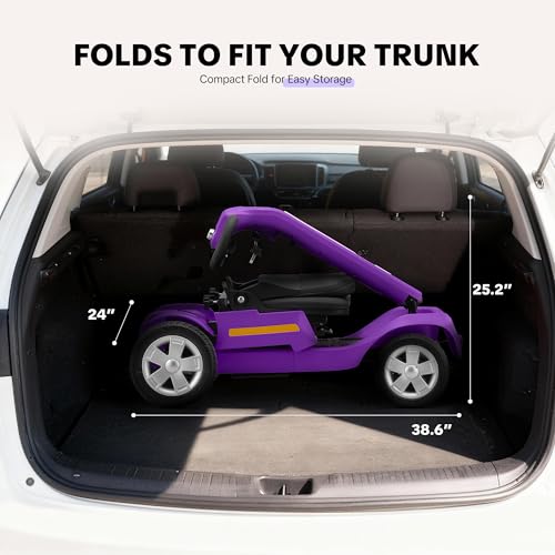 Image of SKRT Mobility Scooters for Seniors, 15 Miles Electric Powered Mobility Scooter, Integrated Foldable Mobility Scooter 300lbs Capacity, Handicap Scooters for Adults, Elderly, for Travel (Purple02)