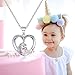 BRIJEWLIC Unicorn Necklace for Girls - White Gold Plated Letter D Initial Heart Necklace for Teens Age 6-8 - Jewelry Gift