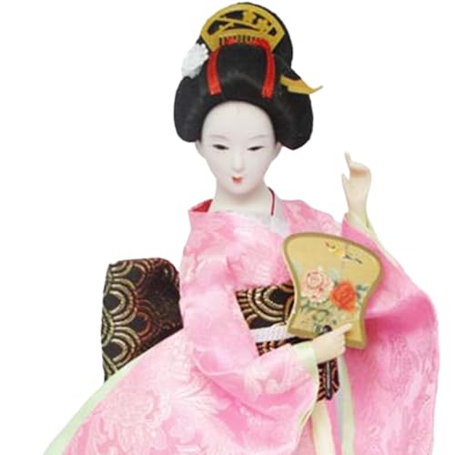 Gazechimp 12" Japanese Geisha, Kimono Dolls, Oriental Doll Traditional Sculpture Ethnic Japanese Geisha Dolls, Girl Statue for Table, Pink - Thumbnail 5
