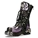 New Rock 591-S5 Men's Boots Purple Flame Metallic Black Leather Goth Punk Biker Fashion 6