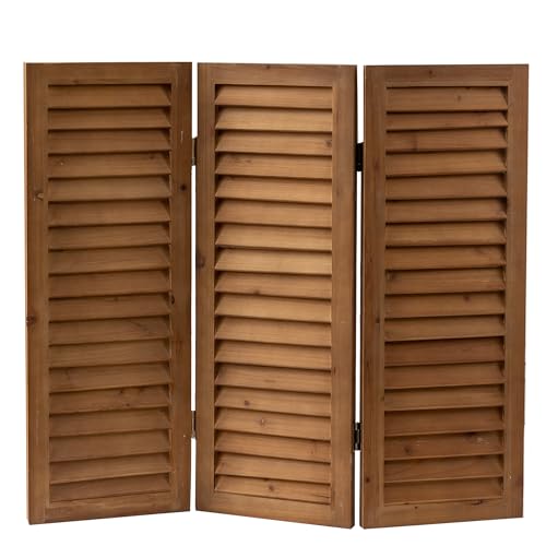 Sintosin 81 cm Höhe Trennwand Raumteiler Holz Braun, Kurze Paravent Raumteiler Innen 3 Teilig, Einzigartig Raumtrenner für Haus Schlafzimmer Büro