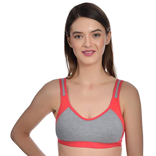 Image of Aimly Women's Cotton Non-Padded Wire Free Full Coverage Bra Carrot, Pink, Searose Size: 34