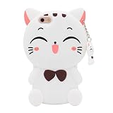 iPhone 6S Coque Cute, Mode Unique Creative Coque de Protection pour Enfants Adolescents Filles garçons, 3D de Dessin animé Doux Sentiment en Caoutchouc de Silicone Coque pour Apple iPhone 6/6s Cat 3