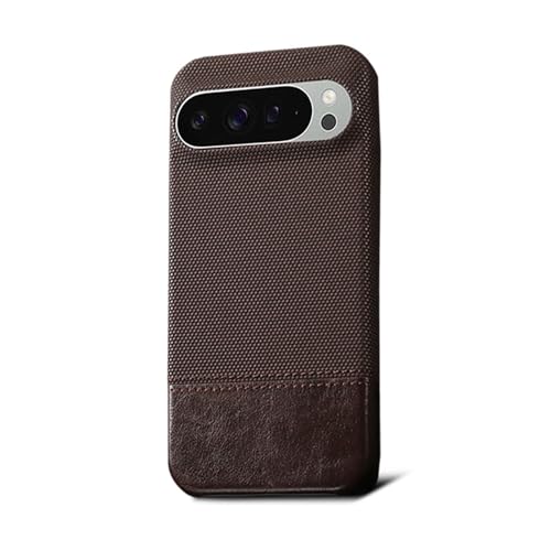ANSCLT Lightweight Case for Google Pixel 10/10 Pro - Leather & Fabric Hybrid, Durable & Scratch-Resistant Protective Cover Coffee