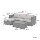 SVITA Queens 2020 Poly Rattan Sitzgruppe Couch-Set Ecksofa Sofa-Garnitur Gartenmöbel Lounge Schwarz - 6