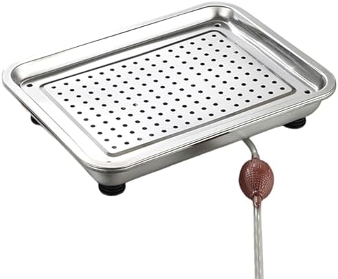 Stainless Steel Drip Tray & Drain Pan, 2-Tier Dish Drying Rack with Drain Pipe for Teahouses, Bars, Cafes & Parties - 60x40x6cm (24x16x2in)