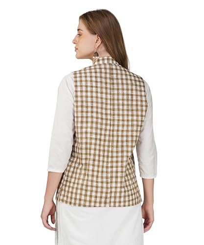 Image of Vastraa Fusion Solid Indian Traditional Ethnic Waistcoat Festive Woolen Nehru Jacket for Women