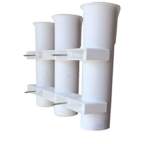 Triplespark Hengelhouder met 3 vakken, rek/palen, aan de zijkant bevestigd, alle accessoires zijn inbegrepen (wit) voor boot, kajak, muur. - Image 3