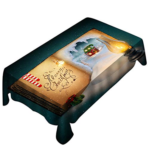 Lenfesh Tablecloth for Christmas,Fashion Christmas Pattern Dining Room Kitchen Rectangular Table Cover Home Decoration