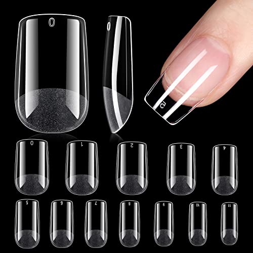 Tomicca Acrylic Nail Tips, Short Square Soft Gel Nail Tips, Pre Shaped Half Matte Gel X Nail Tips For Nail Extension, 192Pcs 12 Size Gel Tips Nail Kit For Home Diy Nail Art #TOP26