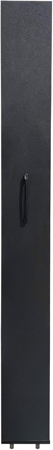 7 Tier Slim Pull Out Pantry Cabinet with Wheels, 7.8 Inch Narrow Kitchen Storage Organizer with Handle, Wooden Rolling Pantry for Next to Fridge, Small Space, Laundry Room (Black)