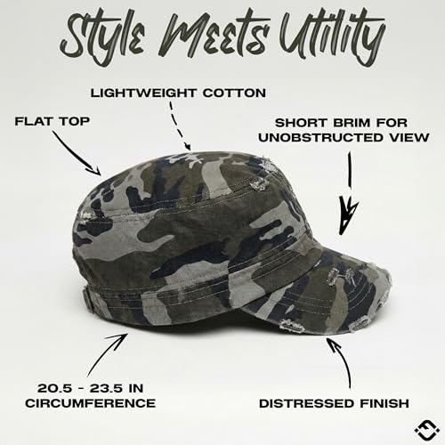 Image of Funky Junque Newsboy Hat for Women - Distressed Cadet Cap, Army Military Style Vintage Baseball Hat