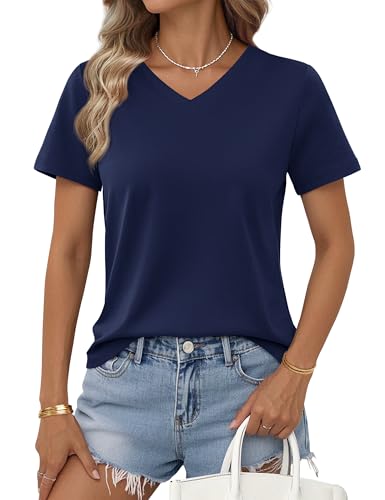 YUCOLEN Women's Short Sleeve Tee Shirts UPF 50+ Soft Breathable V Neck T-Shirts Basic Fashion Tops