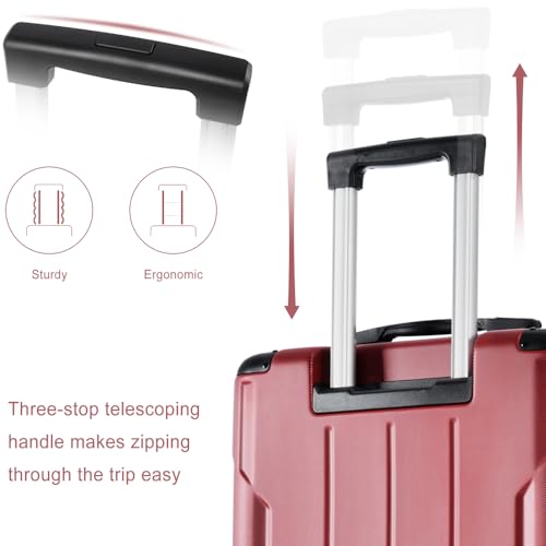 Luggage Sets 3 Piece, Expandable Hard shell ABS Suitcases with Double Spinner, Travel luggage Set with TSA Lock (Red) (Red)3