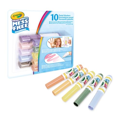 CRAYOLA - Color Wonder, Jeu de 10 Feutres Anti-Tache avec des Encres Transparentes, Couleurs Pastel, Maxi Pointe, 3 Ans et Plus, 75-7019