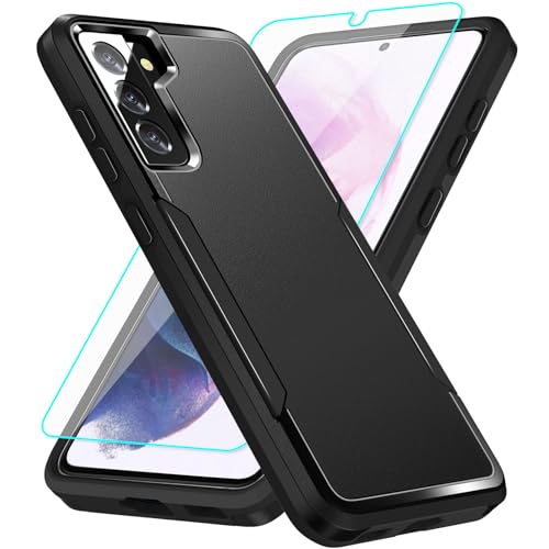 for Samsung Galaxy S21 Plus Case with Screen Protector: Heavy Duty Protective Anti-scratch and ShockProof Double-Layer Protection Cover for Samsung S21 Plus (Black)