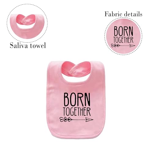 YSCULBUTOL Baby Twins Bibs Born Together Friends Forever Newborn Baby Cute Unisex Bibs Infant Twin Outfits2