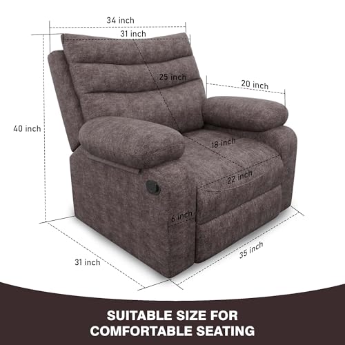 Image of Amazon Brand - Solimo Lotus Single Seater | Premium Fabric | Manual Recliner | Brown