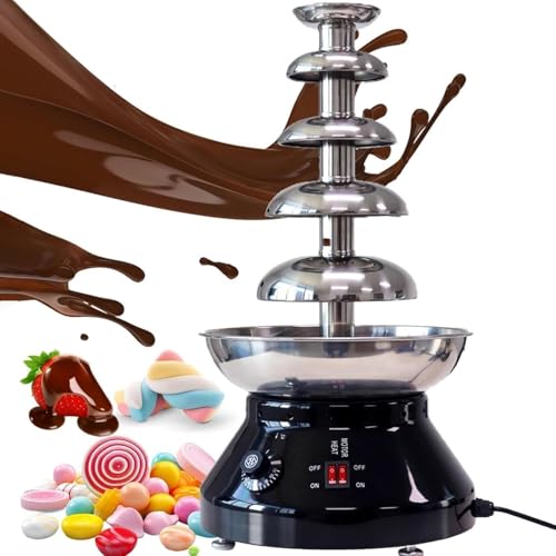 ZMJGLL Máquina de Fuente de Chocolate, Fuente de Fondue eléctrica con Control de Temperatura Ajustable de 30 °C a 110 °C para Fiestas y Eventos. para derretir Chocolate. (Black 5)