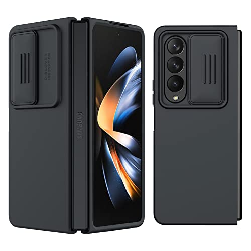 Nillkin Galaxy Z Fold 4 Case - Silicone Ultra Slim Shockproof Protective Phone Case With Slide Camera Cover, Camshield Silky Liquid Silicone Case For Samsung Galaxy Z Fold 4 5G, Black #TOP20