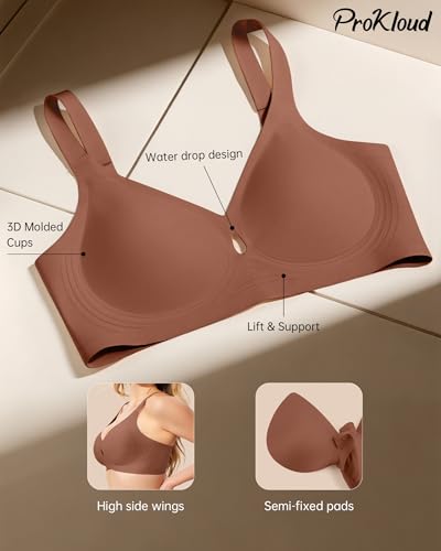 Image of ProKloud Bras for Women No Underwire Wireless Full Coverage Jelly Bras | Seamless Push Up Bralettes Support T-shirt Bra,Comfortable Everyday Bra,Water Drop Design