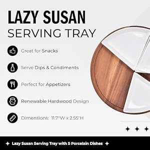 DUKA Lazy Susan Serving Tray for Table Top with Multiple Porcelain Dishes, Compartments | Ceramic Divided Serving Trays & Platters | 12" Turntable with Bowls | Scandinavian Design DUKA Lazy Susan Serving Tray for Table Top with Multiple Porcelain Dishes Compartments Ceramic Divided Serving Trays Platters 12 Turntable with Bowls Scandinavian Design