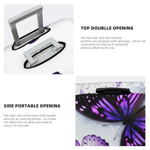 White Purple Butterflies Luggage Cover Dustproof Suitcase Cover Elastic Washable Travel Luggage Protector Suitcase Protector Stretch Baggage Protector for 18-32 Inch Luggage Medium4