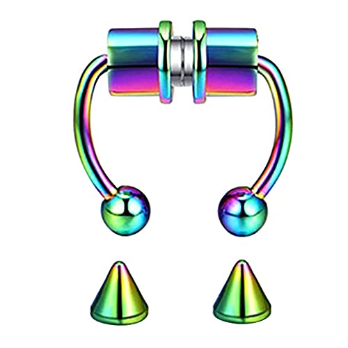 Qikafan Fake Nose Ring Hoop, Magnetic Septum Nose Ring False Nose Ring Hoop Reusable Non-Piercing Stainless Steel Nose Jewelry Accessories Non Piercing Clip On Nose Hoop Rings for Women