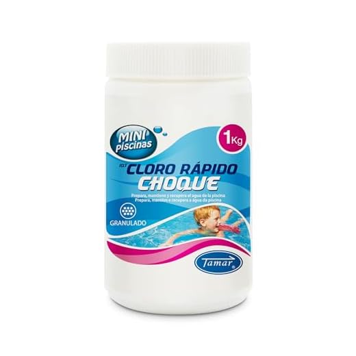 Tamar Cloro Choque Accion Rapida Especial para Mini Piscinas, recuperador Agua Piscina deteriorada, Alta solubilidad, granulado 1 Kilo