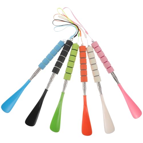 GALPADA 6pcs Extendable Shoe Horn - Stainless Steel Travel Shoehorn With Telescopic Handle Long Handled Shoe Horn For Boots Men Disable Traveling