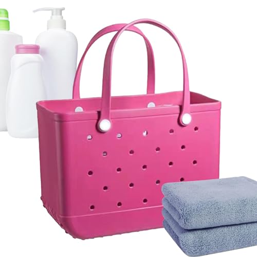 Genérico Bolsa De Playa Boggs, Bolso Crocss De Goma Lavable Impermeable con Agujeros, Moderna y Simple