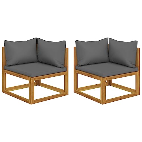 Generico Sofás esquineros modulares 2 unidades con cojines madera maciza de acacia, kangqiling318551