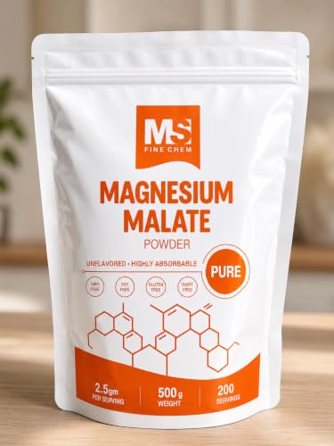 Magnesium Malate Powder High Bioavailability Magnesium Supplement Unflavored & Gluten Free Supports Energy & Muscle Function 500 g (1.1 lb)