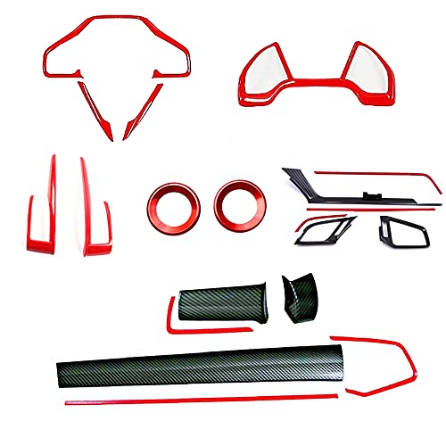CEBAT 20PCS Automotive Full Interior Decoration Covers Center Console Gear Shift Panel Cover Air Outlet Steering Wheel Decoration Moulding Trims For Honda 10th Civic 2021 2020 2019 2018 2017 2016-RED