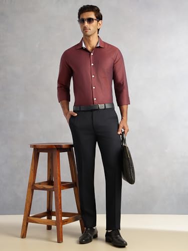 Image of Thomas Scott Men's Regular Fit Formal Shirt | 100% Cotton Long Sleeves | Spread Collar with Contrast Fabric (Available in Plus Size)