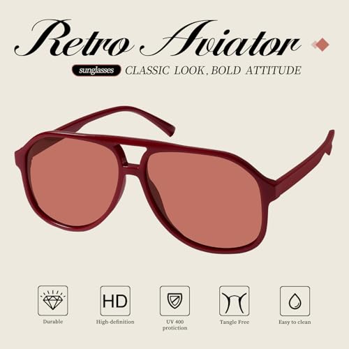 mosanana Retro Aviator Oversized Sunglasses for Women Men 2025 UV400 MS524812