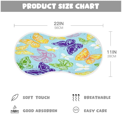 Kigai Colorful Butterflies Burp Cloths for Baby 4-Layer Cotton Muslin Burping Cloths 22x11 inch Super Soft & Absorbent Spit Up Burp Rags for Newborn Boys Girls 1 Pack2