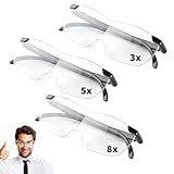 3Pcs 300% 500% 800% Lunette Loupe de Lecture Grossissante, Lunettes Grossissantes Loupe Bijoutier Anti Lumière Bleue Artisanat TR90 pour Lecture et Tâches Précises Homme Femme Réparations Montres