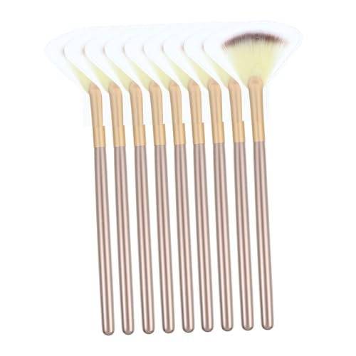 Balacoo 2sets Contouring Brush Set Includes Powder Fan Blush and Blending Brushes Manmade Fiber Smooth Surface Makeup Kit for Women Last Step Highlight Diffuser 9pcs*2