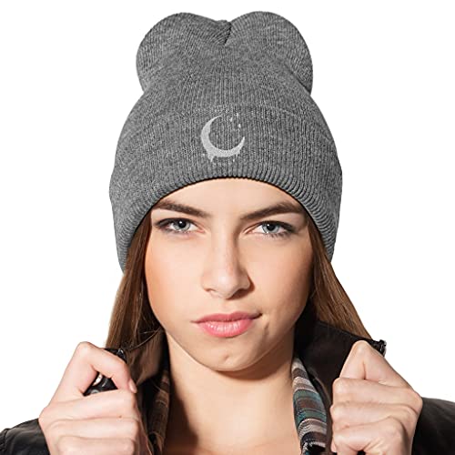 Image of Embroidery Goth Beanie Knit Hats for Men & Women, Embroidery Winter Hats Skull Cap