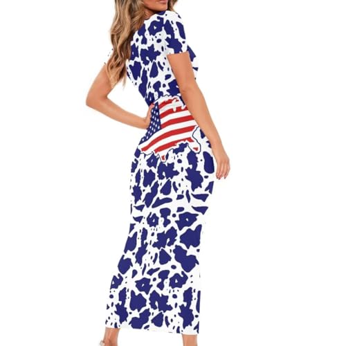 Image of Womens Short Sleeve Jamaican Flag Midi Bodycon Dress | Soft stretchy fabric,crew neck,jamaican print casual date night cocktail party, elegant chic, spring summer fall all season