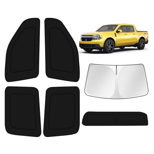 Image of KUST Car Window Shades for Ford Maverick Lariat 2022-2025 (Power-Sliding Rear Window) Windshield Sun Shade Side Window Cover Privacy Protection Accessories Camping Blackout Rear Back Full Set 6PCS