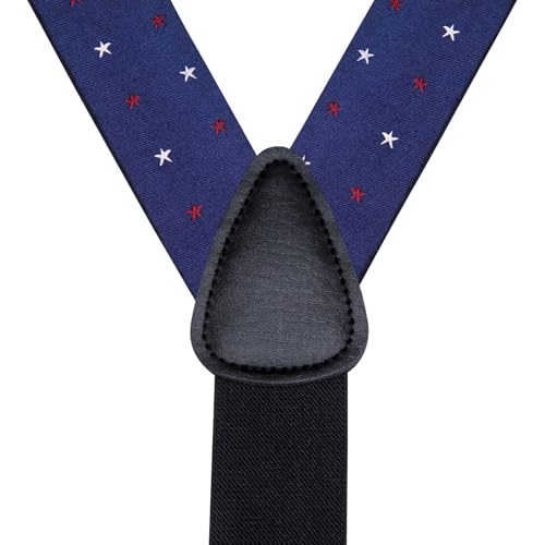 Image of Dubulle Suspender and Bow Tie for Men Paisley Solid Mens Suit Braces Pretied Bowtie and Handkerchief Cufflinks Formal Wedding