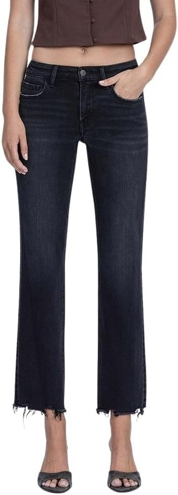 Flying Monkey Women's Mid-Rise Ankle Straight Leg Jeans