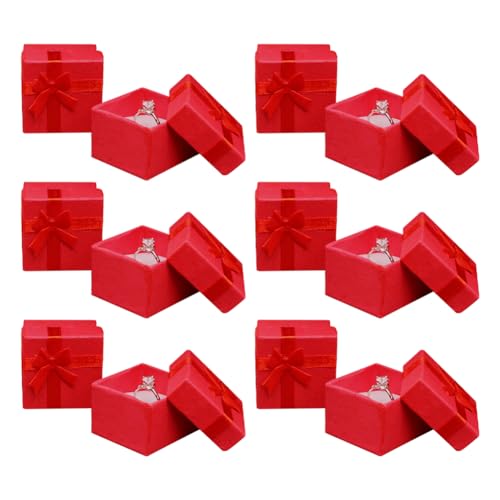 JIHUOO Lot de 24 Petites boîtes Cadeaux en Carton pour Bijoux, bagues, Boucles d'oreilles, Clous d'oreilles avec nœud, Mini boîtes Cadeaux pour Emballage de...